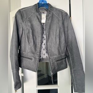 Anthropologie Hei Hei vegan leather jacket gray xs